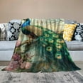 thumbnail image 5 of FCXZI Lightweight Flannel Blanket Peacock Flowers Tree Branch Design 50*60in, 5 of 7