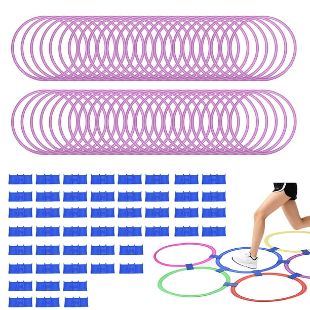 Anillos de Agilidad Uxcell, 48Pcs Anillos de Entrenamiento de Velocidad 6 Colores Plástico Círculos de Ejercicio para Saltos en Gimnasia Práctica de Fútbol (Púrpura, 15 Pulgadas)