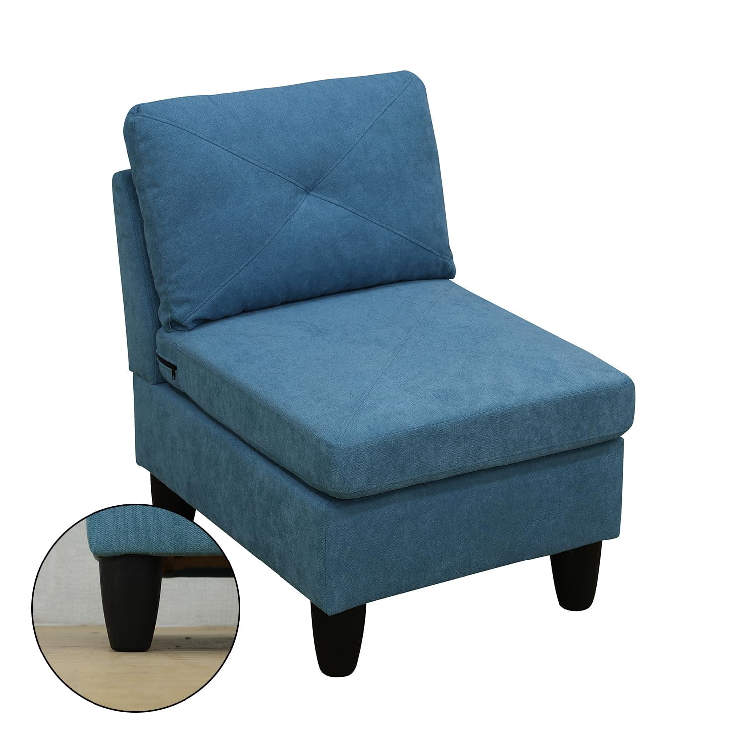 4-Piece Couch Living Room Sofa Set, 6 Seater Modular Sectional Couch L Shaped Corner Sofa, Lake Blue