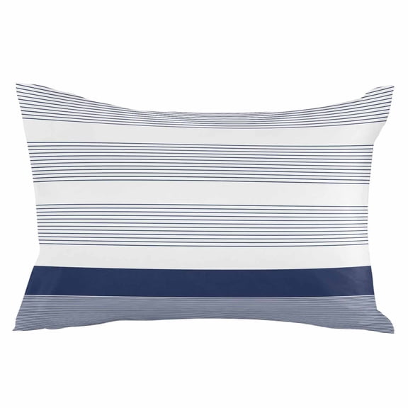 Navy Blue Stripe Throw Pillow Cover 16 x 24 Inch Decorative Pillow Cover Modern Rustic Horizontal Blue Striped Lumbar Pillowcase Seasonal Rectangle Cushion Case for Couch Sofa Bed Living Room