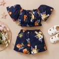 thumbnail image 3 of Vedolay Shorts Sets Girl Two Piece Girl's Two Piece Outfits Print Sleeveless Blouse and Button Shorts Set,Navy 2-3 Years, 3 of 4