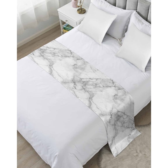 Xipuska Gray Marble Bed Runners for Queen Size Bed, Decorative Bed Throws for Foot of Bed, Modern Simple Gradient Abstract Patterned Bed Runner Sofa Throw Bedding Scarf Slipcover for Bedroom