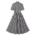 thumbnail image 3 of Fankiway Robe Rétro pour Femmes Col en V Manches Courtes Nœud Papillon Ceinture Bouton Grande Jupe Ourlet Robes pour Femmes Grande Taille Liquidation Robes d'Été pour Femmes Manches Courtes, 3 of 8