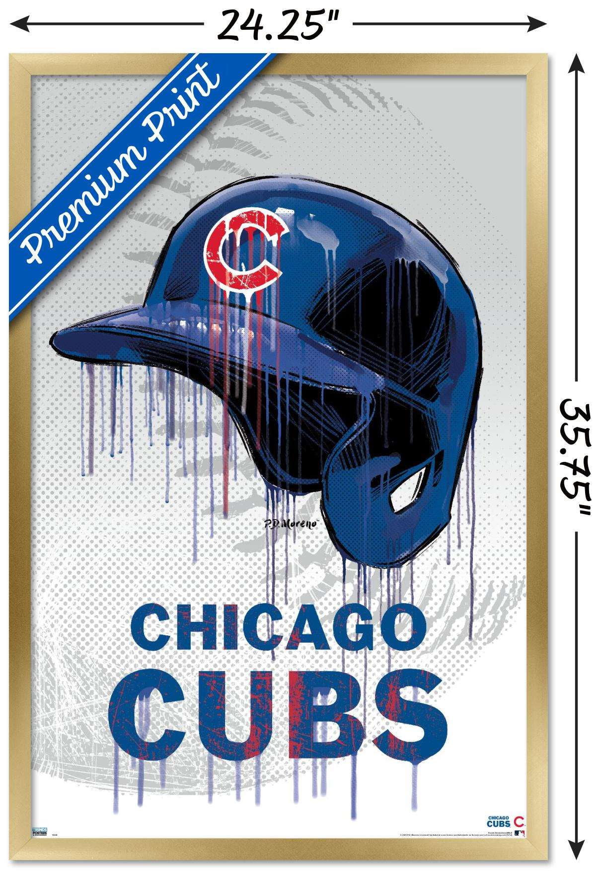 MLB Chicago Cubs - Drip Helmet 20 Wall Poster, 22.375" x 34", Framed