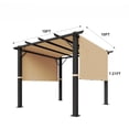 thumbnail image 3 of Clouddwell 10x10 ft Outdoor Pergola with Extended Canopy, Retractable Shade Pergola for Patio & Backyard, Blocks Low-Angle Sun, UV Protection, Khaki, 3 of 9