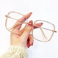 thumbnail image 4 of Men and Women Korean Style Small Frame Metal Frame Eyeglasses Office Glasses Computer Goggles Anti Blue Light Glasses Replaceable Lens Eyeglass BLUE, 4 of 8