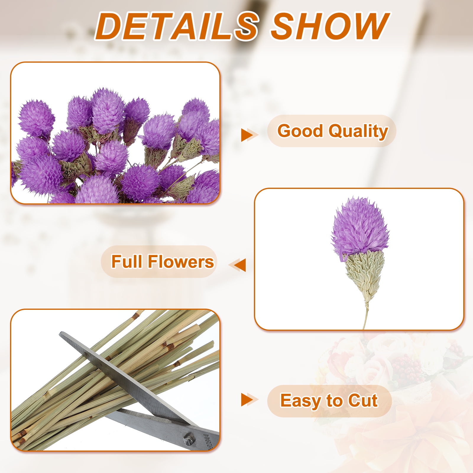 Uxcell Dried Flowers for Vase, Mini Pine Ball Flowers Natural Bouquet Purple