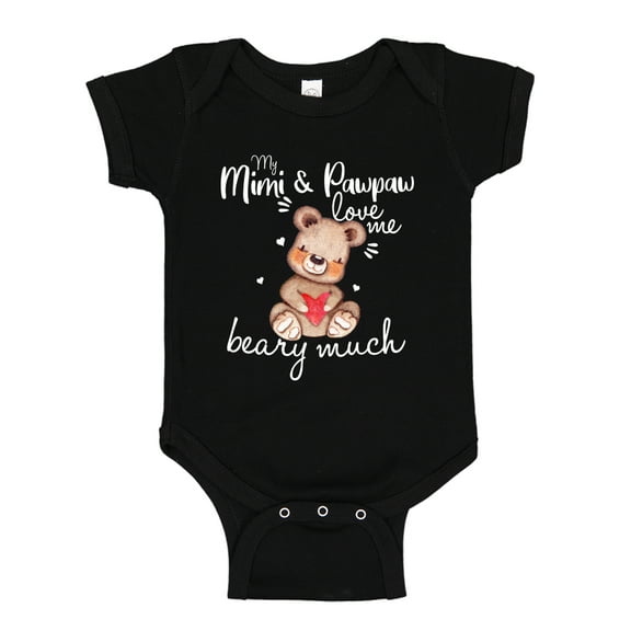My Mimi and Pawpaw Love Me Beary Much Baby Bodysuit One Piece 6 mo Black