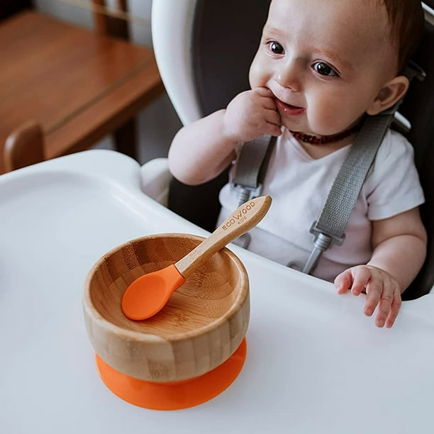 Set Plato Para Bebe De Bambu Bowl Plato Extendido Ecowood De Bambú