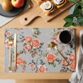 thumbnail image 2 of Red Rose Placemats Set of 6, Farmhouse Romantic Botanical Floral Vines Placemats for Dining Table, Place Mats for Kitchen Tabletop, Waterproof Wipeable Dining Table Mats Set, 2 of 9