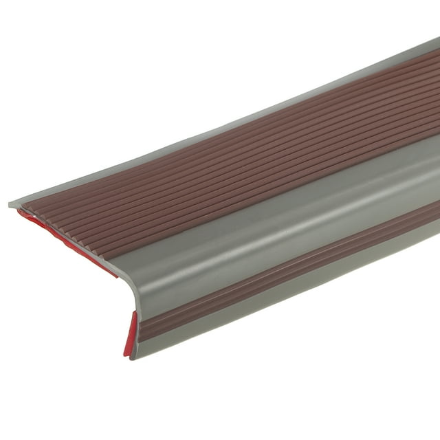Unique Bargains 3.2Ft Stair Nosing, 3mm PVC L Shape Staircase Step Edges Protectors, Coffee/Grey