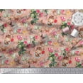 thumbnail image 2 of Soimoi Orange Polyester Crepe Fabric Cat,Insect & Rose Buds Flower Print Sewing Fabric BTY 52 Inch Wide, 2 of 3