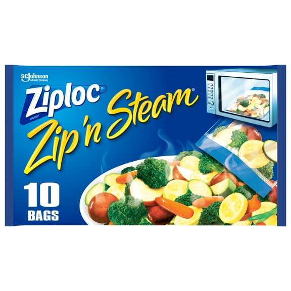 Ziploc Brand Zip 'n Steam Cooking Bags, 10 Count