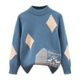 thumbnail image 3 of Tfken Sweater For Boys Child Long Sleeve Color Block Pullover Comfortable Warm Sweater Blue Size 8-10 Years, 3 of 3
