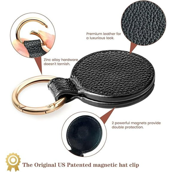 Hat Clip For Travel On Bag- Magnetic Hat Clip Storage, Travel Hat Hooks, Vacation Beach Cruise Essentials Accessory(Black).