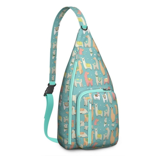Cartoon Llama Pattern Shoulder Bag - Funny Alpaca Print Sling Backpack for Daily Use (Adorable Animal Design, Water-Resistant Crossbody Daypack)
