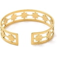 thumbnail image 2 of 1Pcs 304 Stainless Steel Star Open Cuff Bangles Jewelry for Women Real 18K Gold Plated Metal Bracelets for Necklace Bracelet Jewelry Making Inner Diameter: 2-1/4 inch(5.6cm) Gold, 2 of 3