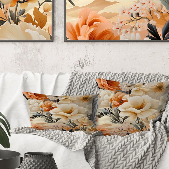 Designart "Desert Peony Illusion" Floral Printed Throw Pillow