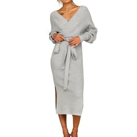 Maxi Wrap Kimono Knit Sun Dress Evening 