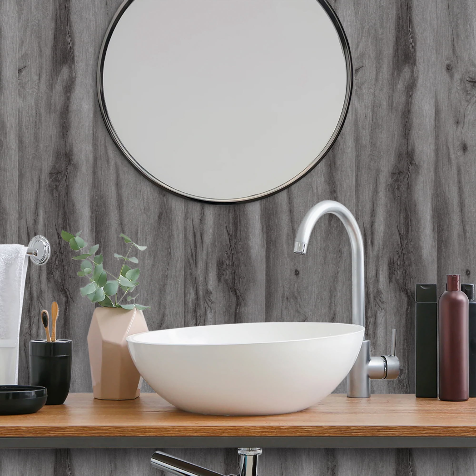 Abyssaly Gray Wood Peel and Stick Wallpaper 15.7 "x 393" Self-adhesive Thick Matte Gray Texture Contact Paper Vinyl Wallpaper for Bedroom Living Room Countertop