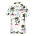 thumbnail image 2 of Camisas de Manga Corta para las Mujeres Cuello Redondo Hawaii Impresión Casual Blusa Plisada, Top Flujo, 2 of 5