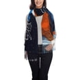 thumbnail image 2 of Women's Fashion Tassel Scarf, Watercolour Abstract Flower Long Shawl, Lightweight and Warm, 2 of 9