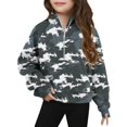 thumbnail image 2 of Bnwani Girls Sweatshirt Zip Mock Neck Long Sleeve Half Zip Crop Fleece Sweatshirt Camouflage Pullover, 2 of 5
