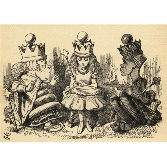 Alice with The White Queen & The Red Queen.Illustration by Sir John Tenniel - 1820-1914 From The Book Through The Looking-Glass & What Alice Found There by Lewis Carroll Published