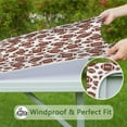 thumbnail image 6 of White Brown Footballs Pattern Square Fitted Tablecloth with Elastic Edge,Square Table Cover,Washable Elastic Table Cover for Home Kitchen Party Decor 34"x34", 6 of 6