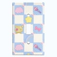thumbnail image 2 of Metal Light Switch Wall Plate Outlet Cover (Blue White Toy Chest Crate Box Star Check Pattern - Single Toggle), 2 of 2