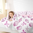 thumbnail image 3 of Manfei Watercolor Pink White Seashell Starfish Bow Twin Comforter Sets for Kids Girls, Marine Animal Bedding Set, Pink Reversible 2pcs, 1 Comforter and 1 Pillowcase, 3 of 6