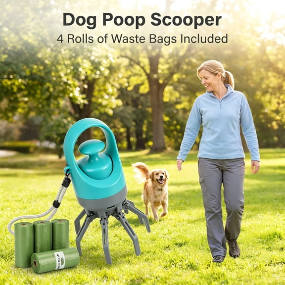 Nuan Dog Pooper Scooper, Portable No Touch Poop Scooper with 6 Claw Design and Waste Bags for Dogs