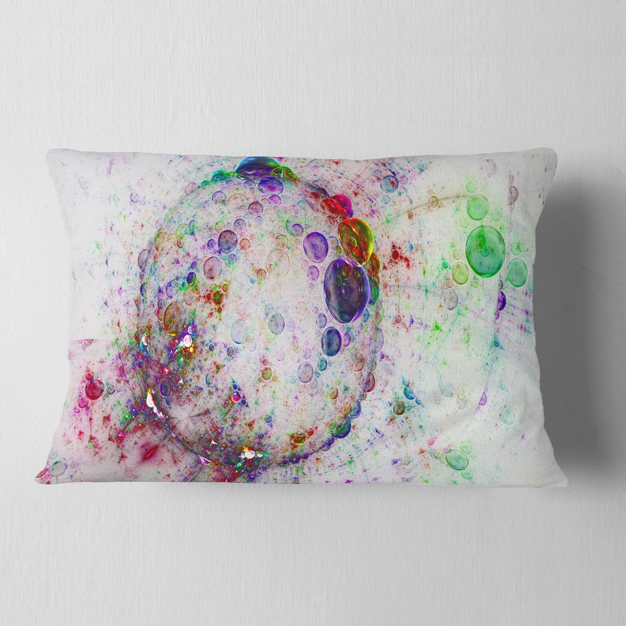 Designart Colorful Spherical Planet Bubbles - Abstract Throw Pillow - 12x20