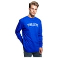 thumbnail image 2 of Daxton Retro Harlem Arch Font Long Sleeves T Shirt Soft Medium Weight Cotton, Royal Tee White Font, S, 2 of 2