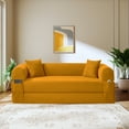 thumbnail image 3 of GJQ 30" Convertible Couch Bed Folding Loveseat Sleeper Sofa 3-Seater with 2 Pillows, for Living Room/Office /Flat(Yellow), 3 of 12