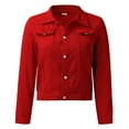 thumbnail image 4 of Baocc Denim Jacket Women's Basic Solid Color Button Down Denim Cotton Jacket with Pockets Denim Jacket Coat,Jean Trucker Jacket Red, 4 of 15