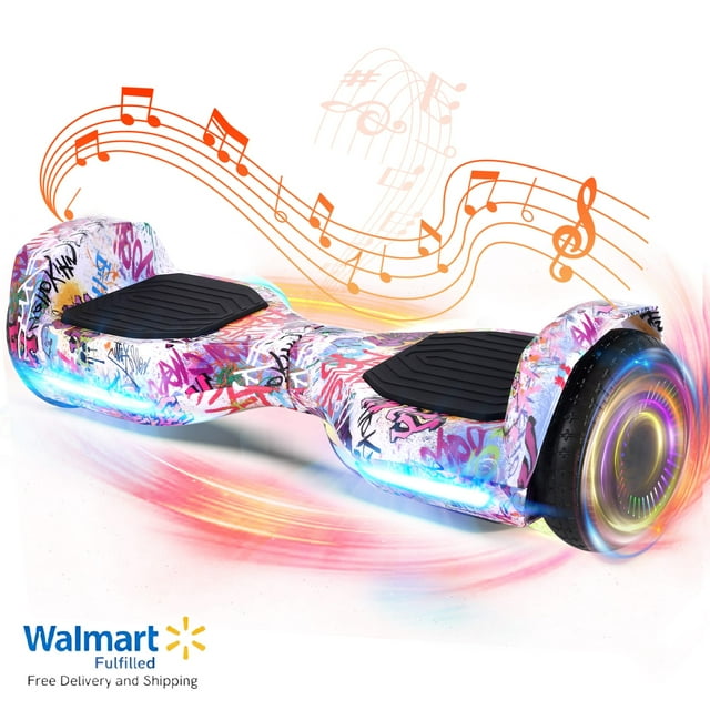 BIIST Ultra Fun Graffiti Pink 6.5" Inch Hoverboard, Hover board for all with Shining Wheels and LED Head lights, UL2272 Certified with Speaker and self balancing feature, Max range up to 6-8 kms