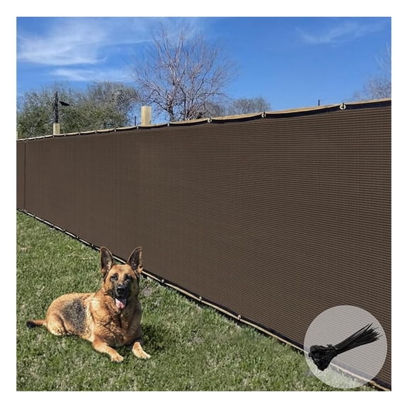 Sunrise 8' x 4' Privacy Fence Screen with Grommets, Outdoor Windscreen Fence Covering Privacy Screen UV Blockage for Backyard Garden Patio, Zip Ties Included (Brown)