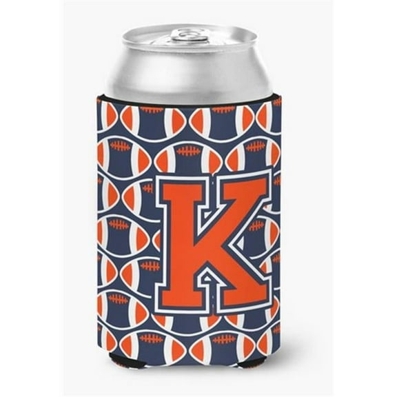 Letter K Football Orange, Blue & White Can or Bottle Hugger