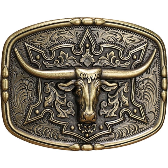 Jiibva Alloy Western Denim Belt Buckle Vintage Belt Buckle Long Horn Bull Skull Belt Buckle Cowboy Belt Buckle for Men and Women