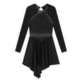 thumbnail image 5 of TiaoBug Women's Long Sleeve Rhinestones Ice Skating Dance Costume Hi-Lo Ballet Gymnastic Leotard Dress Black M, 5 of 7