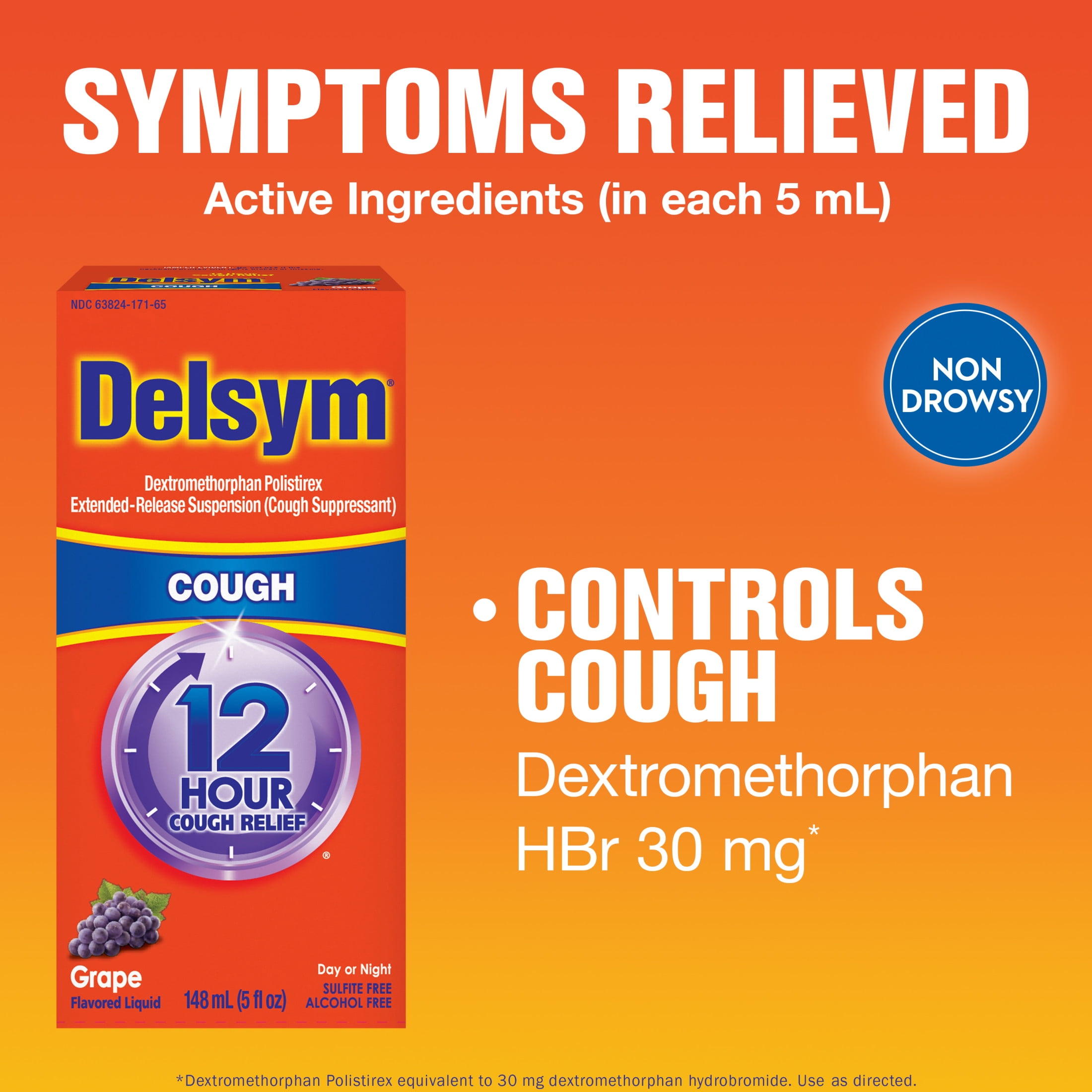Delsym Adult 12 hour Cough Relief Medicine, Powerful Cough Relief for