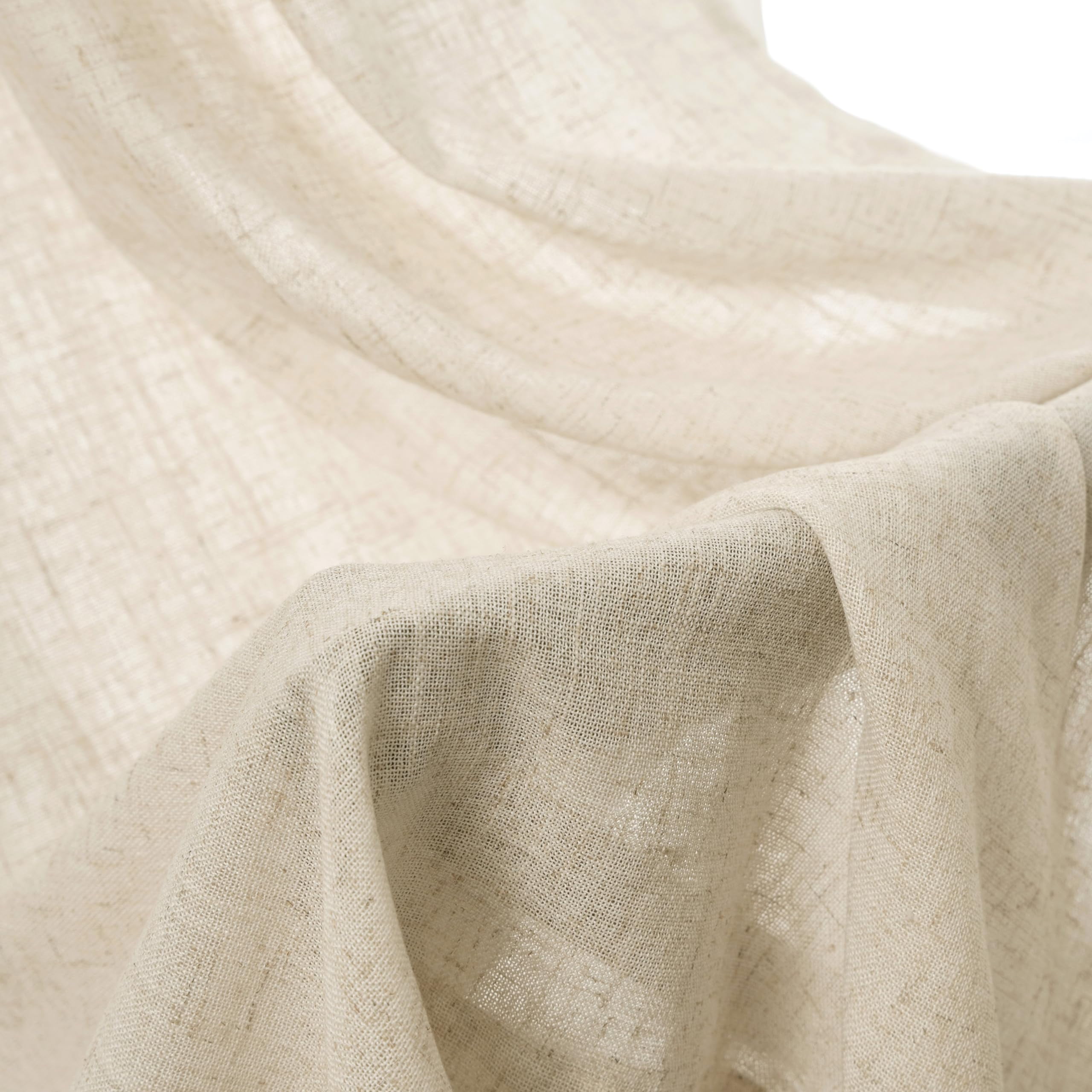 DriftAway Natural Linen Curtains 54 Inches Long for Living Room Semi Sheer 2 Panels Farmhouse Real Flax 3 Inch Rod Pocket Back Tab Boho Rustic Light Filtering Window Drapes for Bedroom
