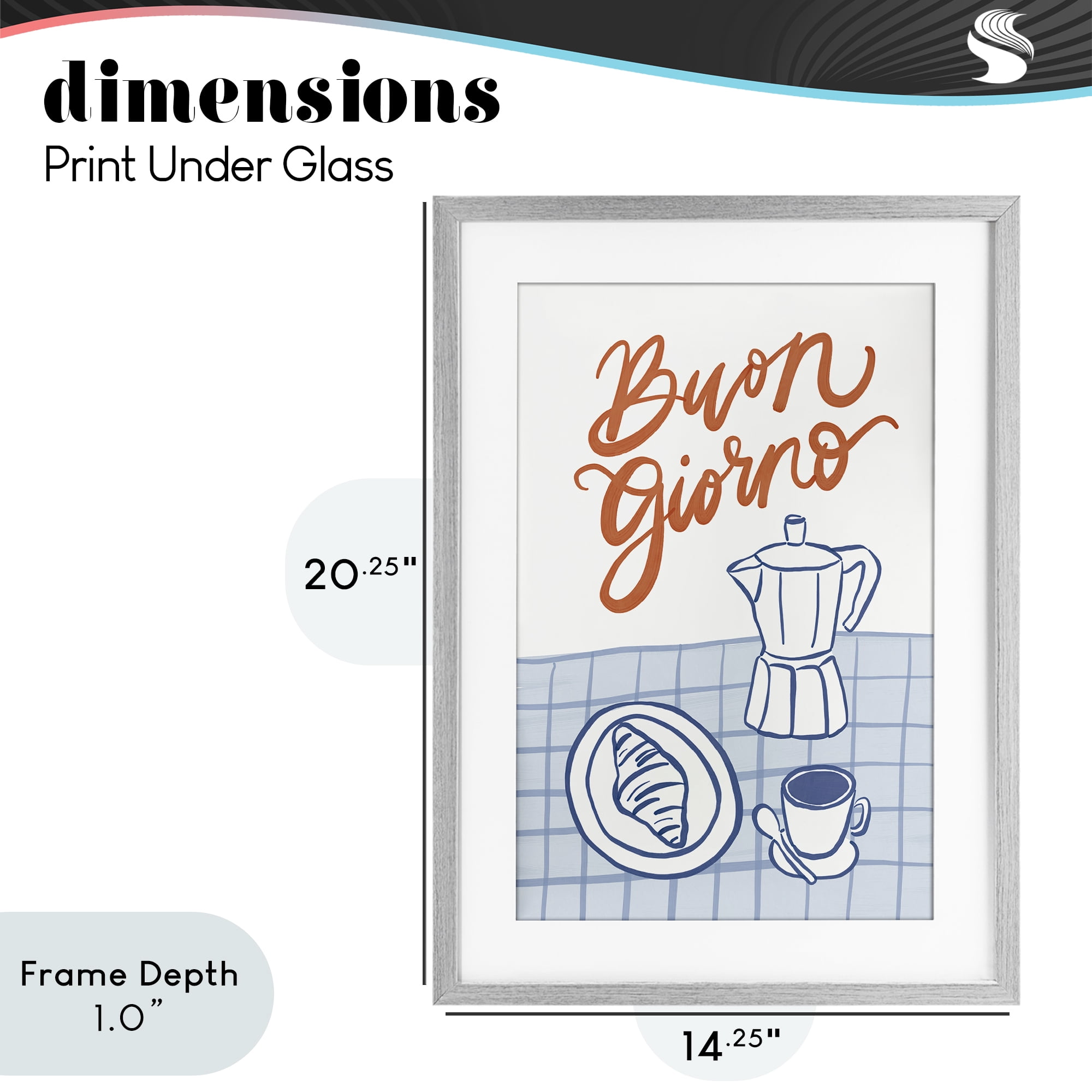 Stupell Industries Buon Giorno Breakfast Espresso Gray Framed Print Under Glass, design by Amanda Houston
