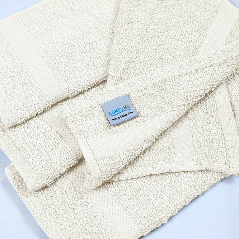 Cotton Alley 100% Cotton Bath Towel Set 6 Pcs 2 Bath Towels - 2 Face Towels  - 2 Wash Cloths - Soft & High Absorbent White