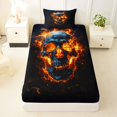 thumbnail image 3 of Homewish Horror Glowing Skull Twin Sheets,Skeleton Halloween Bedding,Orange Black,3-Piece,1 Fitted Sheet and 1 Pillowcase, 3 of 6