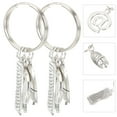 thumbnail image 3 of 2pcs Simple Style Decorative Key Chain Keyboard Shaped Key Pendant Vintage Keyring Ornament, 3 of 5