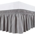 thumbnail image 2 of 600-TC Pima Cotton Universal Wrap Around Bed Skirt King (76" x 80") Size, Easy Fit 1-PC Bed Skirt Luxury Fabric 3 Sided Coverage 24" Drop Length, Silver Gray, 2 of 5