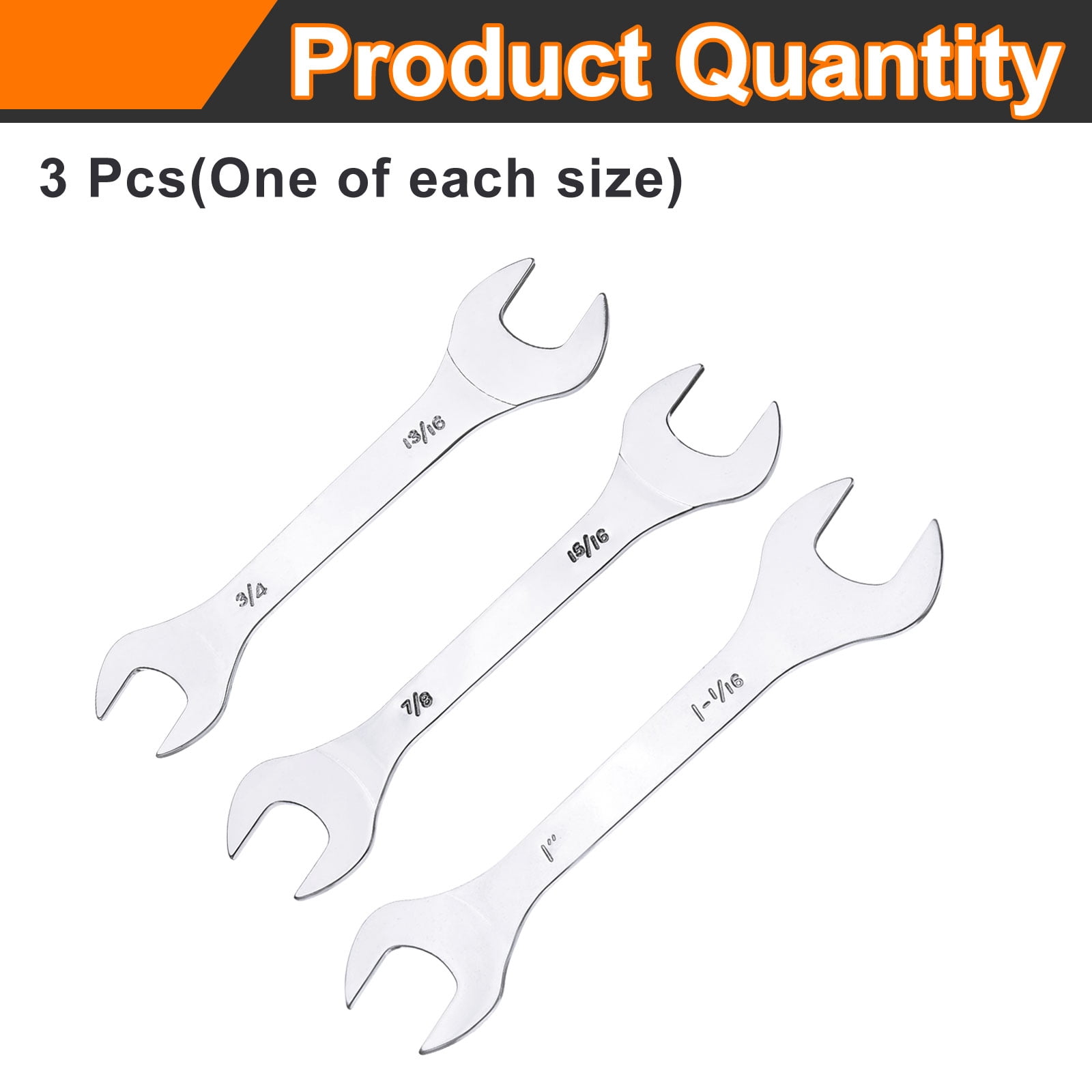 Uxcell 3pcs 3/4" 13/16" 7/8" 15/16" 1" 1-1/16" SAE Double Open End Thin Wrench Set