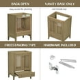 thumbnail image 5 of EUROCO 24" Bathroom Vanity without Sink, Base Only, Rattan Cabinet with Doors and Drawer, Solid Frame and MDF Board, Natural, 5 of 9